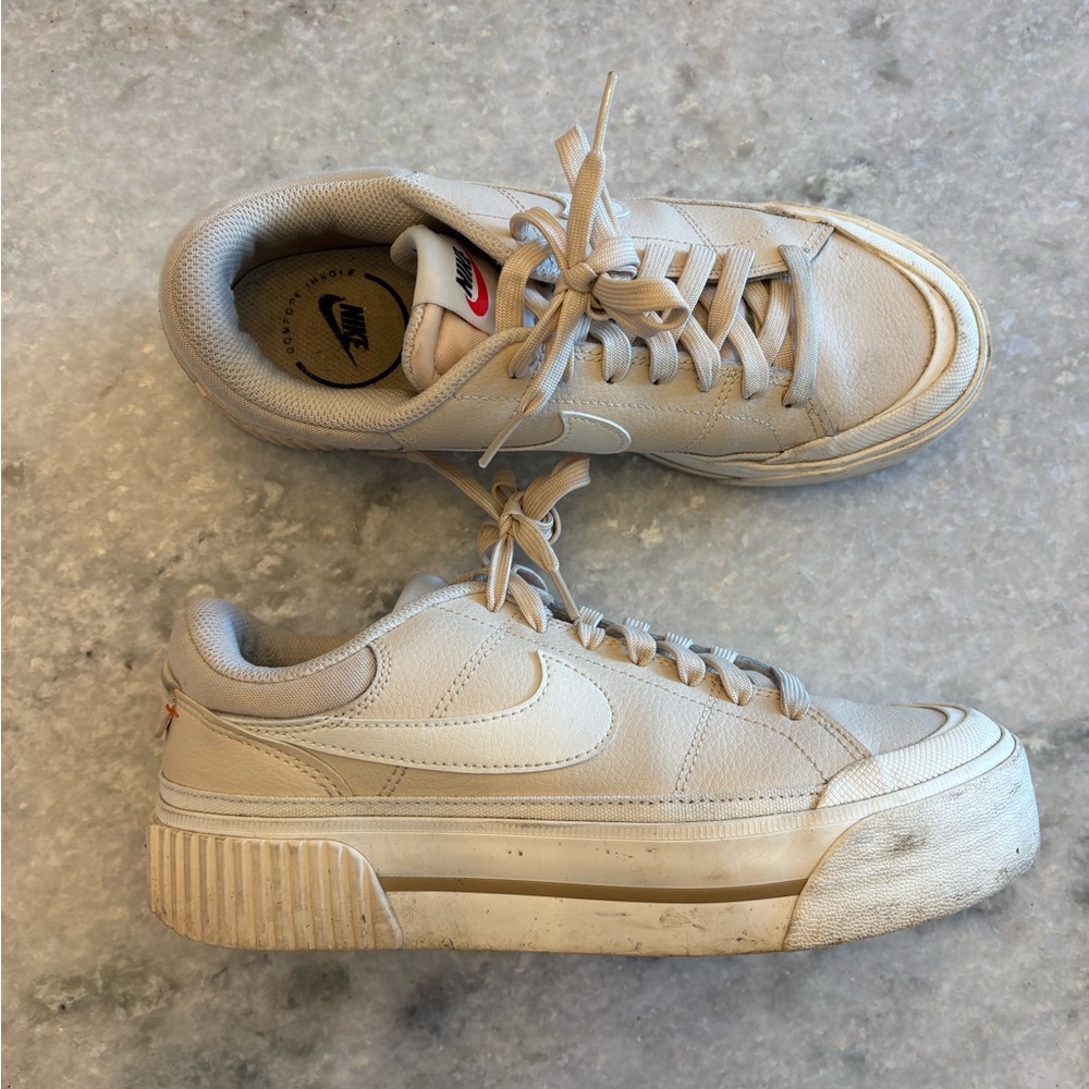 Nike Women's Court Legacy Lift platform sneakers beige size 7.5 - Picture 2 of 10